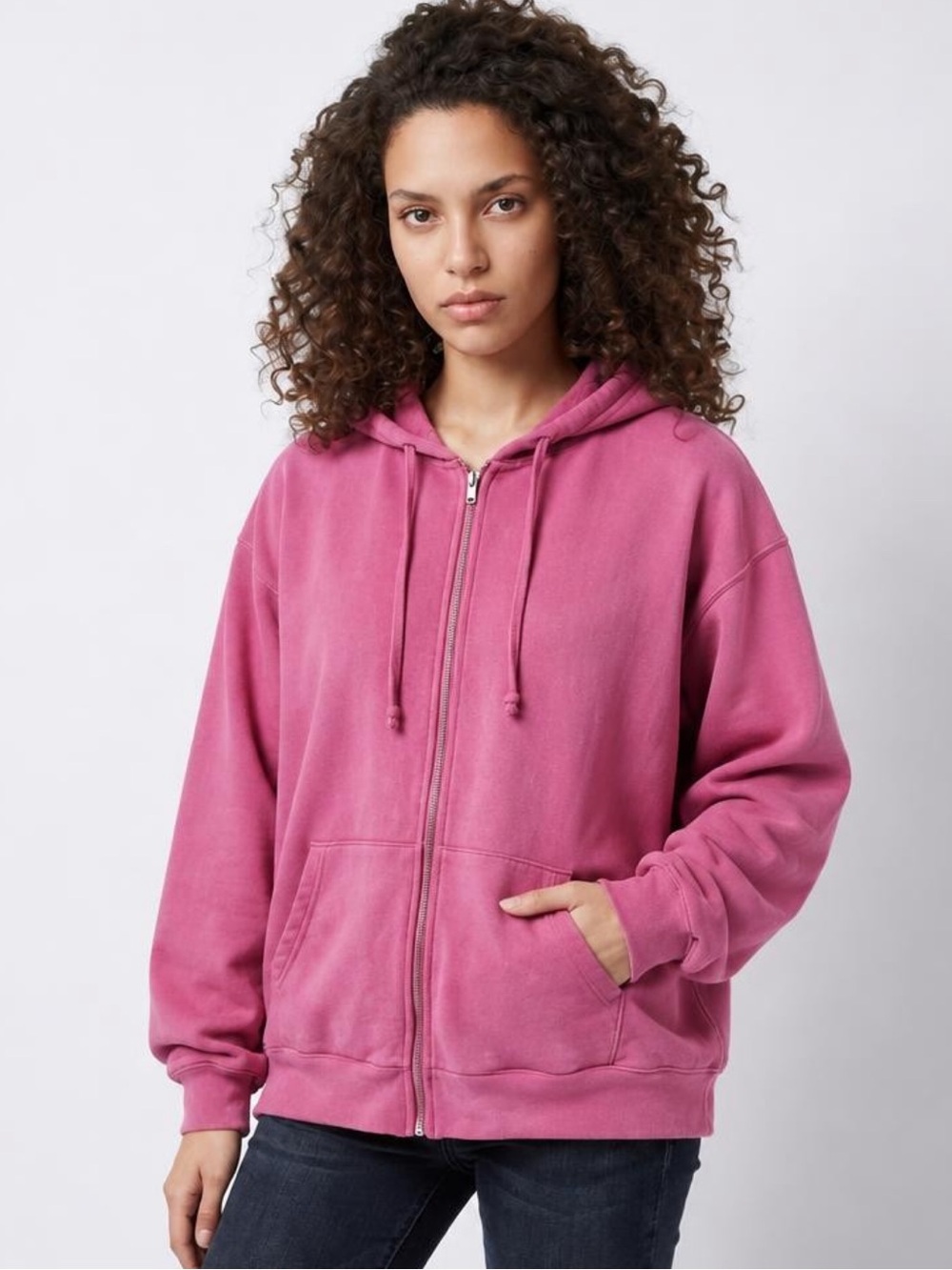 BP Nordstrom Womens S/M/L PINK Oversized Sweatshirt Zip Up Hoodie 100 💯 COTTON